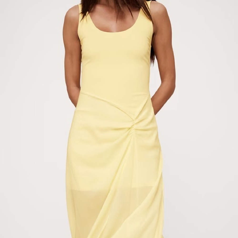 Banana Republic viral butter yellow sleeveless knit jersey midi dress - XL - Picture 3 of 6